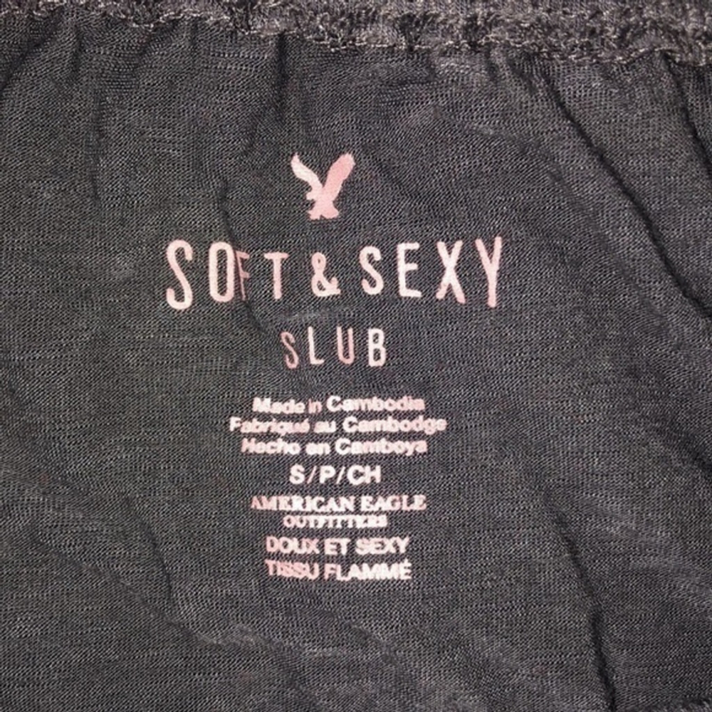 AE Soft & Sexy Slub Flowy Boho Off Shoulder Short Sleeve Blouse S - Picture 2 of 4